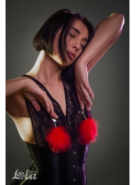 Зажимы на соски с красным пухом Euphoric - Lola Games - купить с доставкой в Ноябрьске