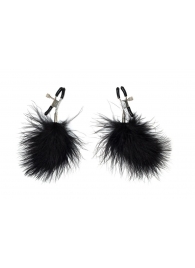 Зажимы на соски с черным пухом Euphoric - Lola Games - купить с доставкой в Ноябрьске