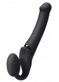 Черный безремневой вибрострапон Silicone Bendable Strap-On M - Strap-on-me - купить с доставкой в Ноябрьске