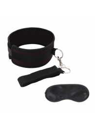 Черный ошейник с длинным поводком Collar and Leash Set - Lux Fetish - купить с доставкой в Ноябрьске