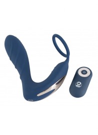 Синий вибростимулятор простаты с кольцом - 14,5 см. - Orion - в Ноябрьске купить с доставкой