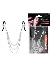 Оригинальные зажимы на соски с тройной цепочкой - Notabu - купить с доставкой в Ноябрьске