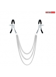 Оригинальные зажимы на соски с тройной цепочкой - Notabu - купить с доставкой в Ноябрьске