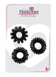 Набор из 3 черных эрекционных колец SET OF 3 COCKRINGS - Dream Toys - в Ноябрьске купить с доставкой