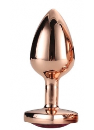 Золотистая анальная втулка с кристаллом-сердечком розового цвета - 7,1 см. - Dream Toys - купить с доставкой в Ноябрьске