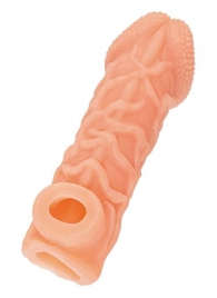 Телесная закрытая насадка с венками Cock Sleeve Size L - 17,6 см. - KOKOS - в Ноябрьске купить с доставкой