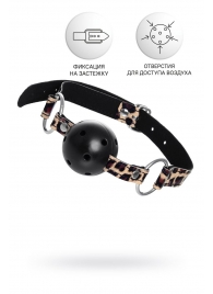 Черный кляп-шар на леопардовых ремешках Anonymo - ToyFa - купить с доставкой в Ноябрьске