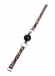 Черный кляп-шар на леопардовых ремешках Anonymo - ToyFa - купить с доставкой в Ноябрьске