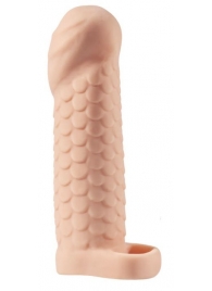 Телесная рельефная насадка-удлинитель KLEON с подхватом - 15 см. - Sitabella - в Ноябрьске купить с доставкой