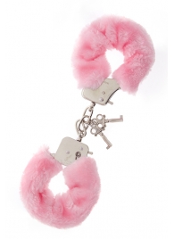 Металлические наручники с розовой меховой опушкой METAL HANDCUFF WITH PLUSH PINK - Dream Toys - купить с доставкой в Ноябрьске