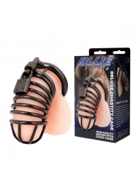 Черная металлическая клетка с замком Deluxe Chastity Cage - BlueLine - купить с доставкой в Ноябрьске