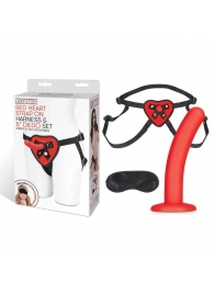 Красный поясной фаллоимитатор Red Heart Strap on Harness   5in Dildo Set - 12,25 см. - Lux Fetish - купить с доставкой в Ноябрьске