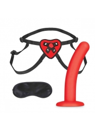 Красный поясной фаллоимитатор Red Heart Strap on Harness   5in Dildo Set - 12,25 см. - Lux Fetish - купить с доставкой в Ноябрьске