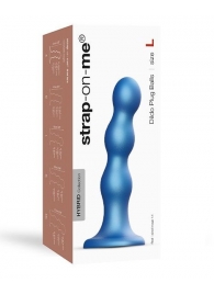 Голубая насадка Strap-On-Me Dildo Plug Balls size L - Strap-on-me - купить с доставкой в Ноябрьске