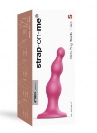 Розовая насадка Strap-On-Me Dildo Plug Beads size S - Strap-on-me - купить с доставкой в Ноябрьске