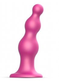 Розовая насадка Strap-On-Me Dildo Plug Beads size L - Strap-on-me - купить с доставкой в Ноябрьске