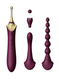 Сливовый вибратор с 4 сменными насадками Bess 2 - Zalo