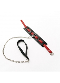 Черный ошейник с красным ремешком и поводком - Crazy Handmade - купить с доставкой в Ноябрьске