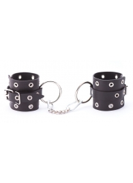 Черные кожаные наручники с люверсами - Crazy Handmade - купить с доставкой в Ноябрьске