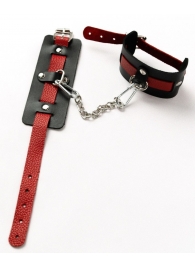 Черные оковы с красным декором и заклепками - Crazy Handmade - купить с доставкой в Ноябрьске