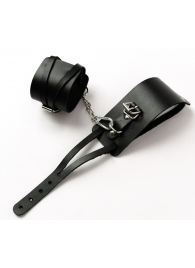 Черные кожаные оковы с креплением в виде веревочек - Crazy Handmade - купить с доставкой в Ноябрьске