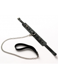 Черный ошейник с шипами и поводком - Crazy Handmade - купить с доставкой в Ноябрьске