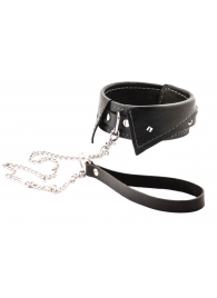 Черный ошейник-воротничок с металлическим поводком - Crazy Handmade - купить с доставкой в Ноябрьске