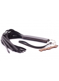 Черная кожаная плеть с удобной ручкой - 50 см. - Crazy Handmade - купить с доставкой в Ноябрьске