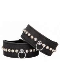 Черные наручники Diamond Studded Wrist Cuffs - Shots Media BV - купить с доставкой в Ноябрьске