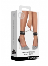 Черные поножи Diamond Studded Ankle Cuffs - Shots Media BV - купить с доставкой в Ноябрьске