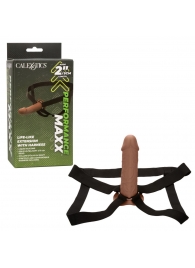 Коричневый фаллопротез Life-Like Extension with Harness - 17,75 см. - California Exotic Novelties - купить с доставкой в Ноябрьске