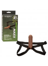 Коричневый фаллопротез из силикона Extension with Harness - 15,75 см. - California Exotic Novelties - купить с доставкой в Ноябрьске