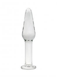 Прозрачный удлиненный анальный плаг из стекла - 12 см. - EGZO