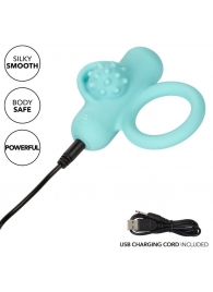 Аквамариновое эрекционное виброкольцо Silicone Rechargeable Nubby Lover’s Delight - California Exotic Novelties - в Ноябрьске купить с доставкой