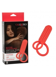 Красное эрекционное кольцо Silicone Rechargeable Vertical Dual Enhancer - California Exotic Novelties - в Ноябрьске купить с доставкой