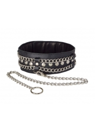 Чёрный ошейник с цепочками и поводком - Sitabella - купить с доставкой в Ноябрьске