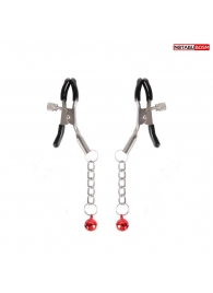 Серебристые зажимы на соски с шариками на цепочках - Notabu - купить с доставкой в Ноябрьске