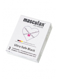 Ультрапрочные презервативы Masculan Ultra Safe Black - 3 шт. - Masculan - купить с доставкой в Ноябрьске