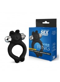 Черное силиконовое эрекционное виброкольцо Sex Expert - Sex Expert - в Ноябрьске купить с доставкой