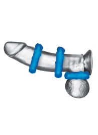 Комплект из трех голубых эрекционных колец 3-Pack Ribbed Rider Cock Ring Set - BlueLine - в Ноябрьске купить с доставкой