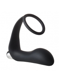 Черное эрекционное кольцо с вибропробкой Vibrating Anal Plug With Cockring - Dream Toys - в Ноябрьске купить с доставкой