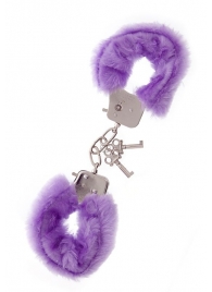 Фиолетовые меховые наручники METAL HANDCUFF WITH PLUSH LAVENDER - Dream Toys - купить с доставкой в Ноябрьске