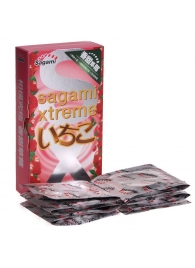 Презервативы Sagami Xtreme Strawberry c ароматом клубники - 10 шт. - Sagami - купить с доставкой в Ноябрьске