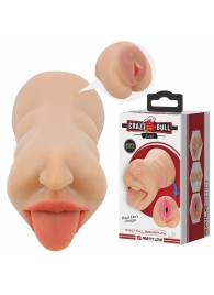 Телесный двусторонний мастурбатор Sarah - ротик и вагина - Baile - в Ноябрьске купить с доставкой