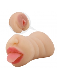 Телесный двусторонний мастурбатор Sarah - ротик и вагина - Baile - в Ноябрьске купить с доставкой