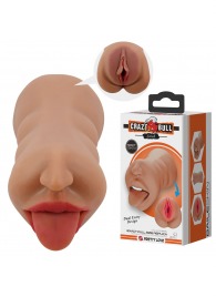 Темно-бежевый двусторонний мастурбатор Sarah - ротик и вагина - Baile - в Ноябрьске купить с доставкой