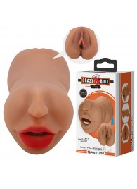 Темно-бежевый двусторонний мастурбатор Zoey - ротик и вагина - Baile - в Ноябрьске купить с доставкой