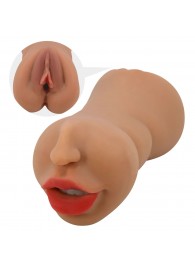 Темно-бежевый двусторонний мастурбатор Zoey - ротик и вагина - Baile - в Ноябрьске купить с доставкой