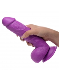 Фиолетовый фаллоимитатор на присоске 8.25  Dildo with Balls - 22,8 см. - XR Brands