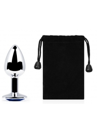 Анальное украшение BUTT PLUG  Small с синим кристаллом - 7 см. - Anal Jewelry Plug - купить с доставкой в Ноябрьске